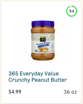 365 Everyday Value Crunchy Peanut Butter Nutrition and Ingredients