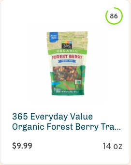 365 Everyday Value Organic Forest Berry Trail Mix Nutrition and Ingredients