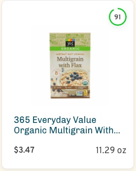 365 Everyday Value Organic Multigrain with Flax Nutrition and Ingredients