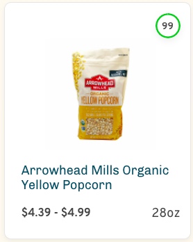 Arrowhead Mills Organic Yellow Popcorn Nutrition and Ingredients