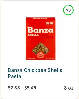 Banza Chickpea Shells Pasta Nutrition and Ingredients