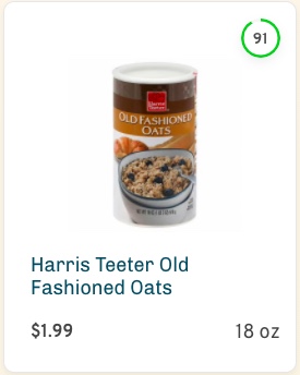 Harris Teeter Old Fashioned Oats Nutrition and Ingredients