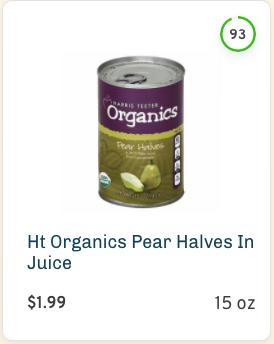 arris Teeter Organics Pear Halves in Juice Nutrition and Ingredients