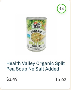 Health Valley Organic Split Pea Soup No Salt Added nutrition and ingredients