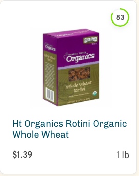 Harris Teeter Organics Rotini Organic Whole Wheat Nutrition and Ingredients