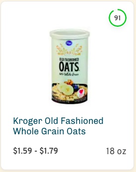 Kroger Old Fashioned Whole Grain Oats Nutrition and Ingredients