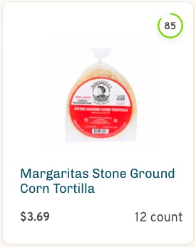 Margaritas Stone Ground Corn Tortilla Nutrition and Ingredients