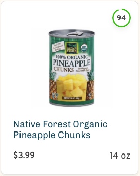 Native Forest Organic Pineapple Chunks Nutrition and Ingredients