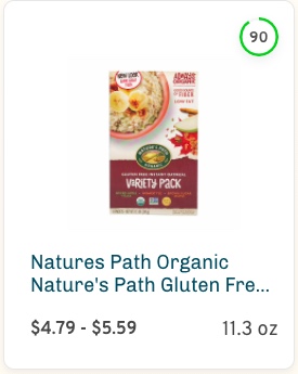 Natures Path Organic Gluten Free Oatmeal Variety Pack Brown Sugar Maple Nutrition and Ingredients