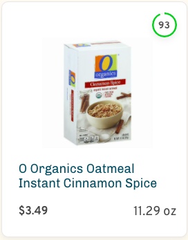 O Organics Instant Cinnamon Spice Oatmeal Nutrition and Ingredients