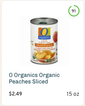 O Organics Organic Peaches Sliced Nutrition and Ingredients