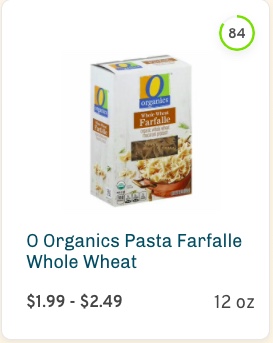 O Organics Pasta Farfalle Whole Wheat Nutrition and Ingredients