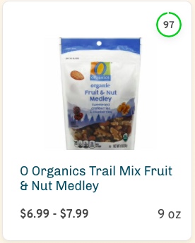 O Organics Trail Mix Fruit & Nut Medley Nutrition and Ingredients