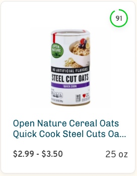 Open Nature Cereal Oats Quick Cook Steel Cuts Oats Jar Nutrition and Ingredients