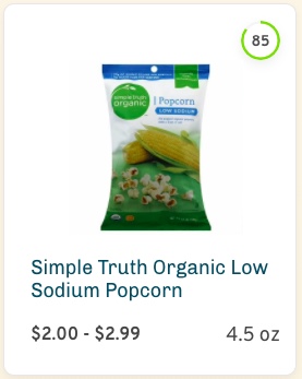 Simple Truth Organic Low Sodium Popcorn Nutrition and Ingredients