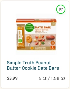 Simple Truth Peanut Butter Cookie Date Bars Nutrition and Ingredients