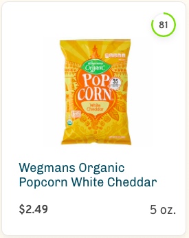 Wegmans Organic Popcorn White Cheddar Nutrition and Ingredients