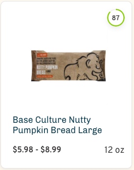 Base Culture Nutty Pumpkin Bread Large nutrition and ingredients