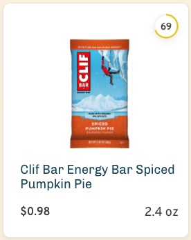 Clif Bar Energy Bar Spiced Pumpkin Pie nutrition and ingredients