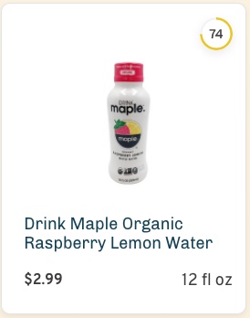 Drink Maple Organic Raspberry Lemon Water nutrition and ingredients