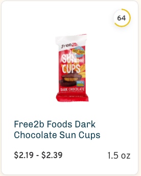 Free2b Foods Dark Chocolate Sun Cups nutrition and ingredients