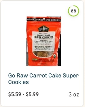 Go Raw Carrot Cake Super Cookies nutrition and ingredients