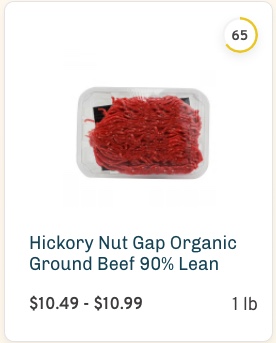 Hickory Nut Gap Organic Ground Beef 90% Lean nutrition and ingredients