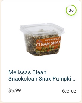 Melissas Clean Snackclean Snax Pumpkin Seeds nutrition and ingredients