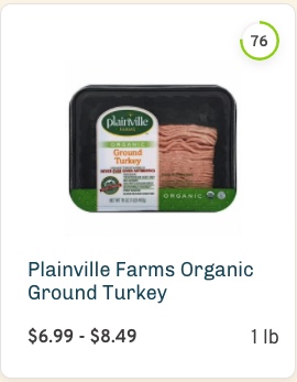 Plainville Farms Organic Ground Turkey nutrition and ingredients
