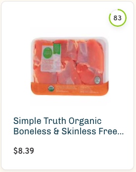 Simple Truth Organic Boneless & Skinless Free Range Chicken nutrition and ingredients