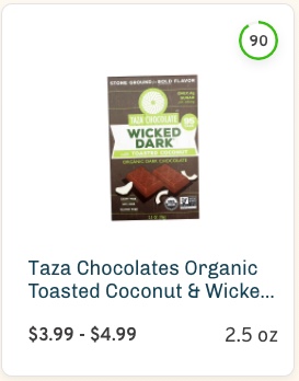 Taza Chocolates Organic Toasted Coconut & Wicked Dark Chocolate Bar