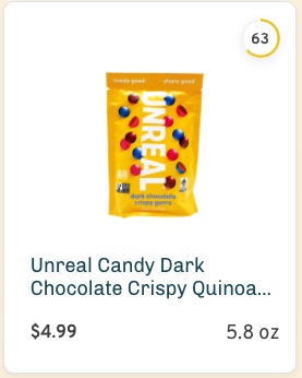 Unreal Candy Dark Chocolate Crispy Quinoa Gems nutrition and ingredients