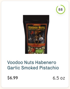 Voodoo Nuts Habenero Garlic Smoked Pistachio nutrition and ingredients