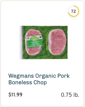 Wegmans Organic Pork Boneless Chop nutrition and ingredients