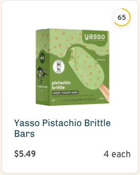 Yasso Pistachio Brittle Bars Nutrition and ingredients