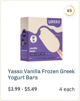 Yasso Vanilla Frozen Greek Yogurt Bars nutrition and ingredients