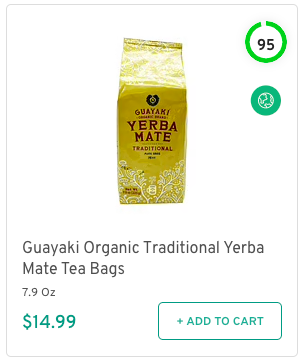 Guayaki Organic Traditional Yerba Mate Tea Bags Nutrition and Ingredients