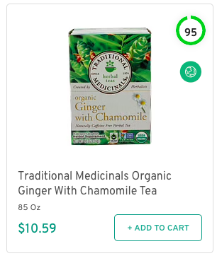 Traditional Medicinals Organic Ginger With Chamomile Tea Nutrition and Ingredients