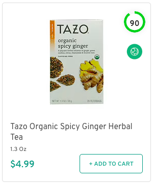 Tazo Organic Spicy Ginger Herbal Tea Nutrition and Ingredients