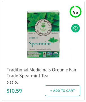 Traditional Medicinals Organic Fair Trade Spearmint Tea Nutrition and Ingredients