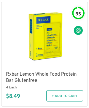 Rxbar Lemon Whole Food Protein Bar Glutenfree Nutrition and Ingredients