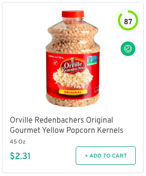 Orville Redenbachers Original Gourmet Yellow Popcorn Kernels Nutrition and Ingredients