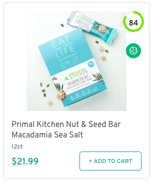 Primal Kitchen Nut & Seed Bar Macadamia Sea Salt Nutrition and Ingredients