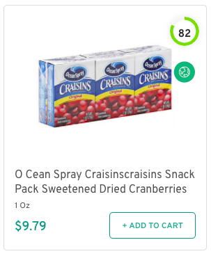 Ocean Spray Craisinscraisins Snack Pack Sweetened Dried Cranberries Nutrition and Ingredients