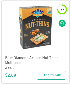 Blue Diamond Artisan Nut Thins Multiseed Nutrition and Ingredients