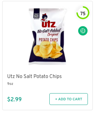 Utz No Salt Potato Chips Nutrition and Ingredients