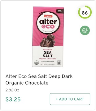 Alter Eco Sea Salt Deep Dark Organic Chocolate Nutrition and Dietetics