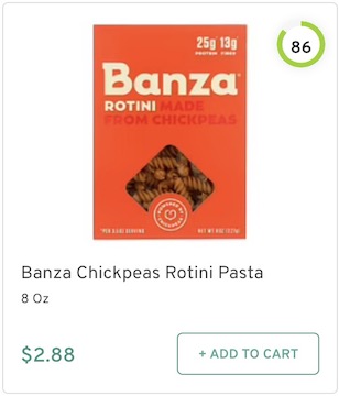 Banza Chickpeas Rotini Pasta Nutrition and Ingredients