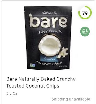 Bare Naturally Baked Crunchy Toasted Coconut Chips Nutrition and Ingredients