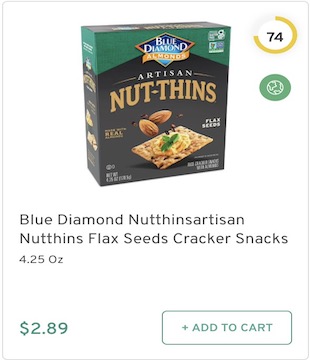 Blue Diamond Nutthinsartisan Nutthins Flax Seeds Cracker Snacks Nutrition and Ingredients